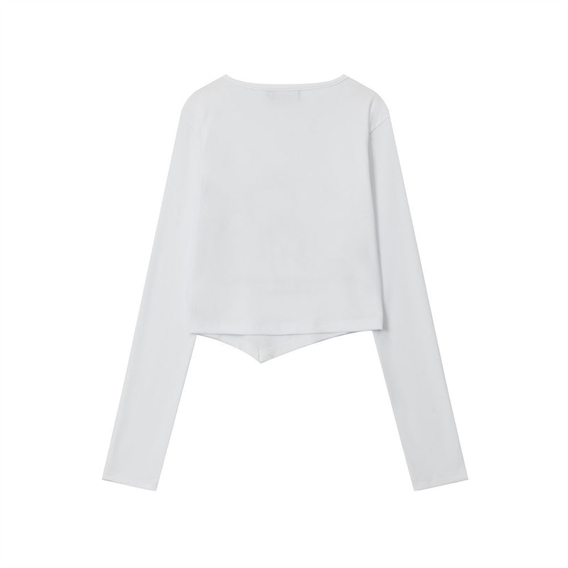 Women Long Sleeve T-Shirt Printed Small V-neck Long Sleeve T-shirt Girls' Spring and Autumn Short