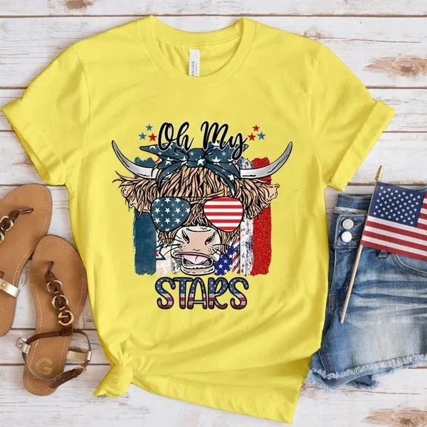 Women's Independence Day T Shirt round Neck Short Sleeve T-shirt Women's Top