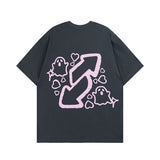 Men T Shirt Funny Cartoon Printed Short-Sleeved T-shirt Men and Women Hip Hop Loose All-Matching