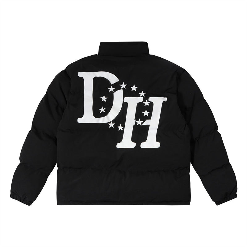 Men Cotton Mixed Jacket Coat Letter Printed Cotton-Padded Jacket Male Loose Casual Warm Cotton Coat