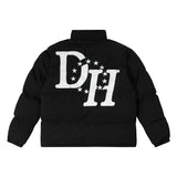 Men Cotton Mixed Jacket Coat Letter Printed Cotton-Padded Jacket Male Loose Casual Warm Cotton Coat
