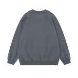 Men Hoodie Fuzzy Character Printed Crew Neck Sweatshirt