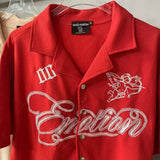 Mixed Emotion T-Shirt Embroidered polo shirt lapel casual loose short sleeve