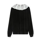 Women T-shirt Vintage Velvet Shirt Women Early Autumn Lace V-neck