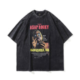 Men T Shirt Worn Looking Washed-out Cartoon Printed Short Sleeve T-shirt for Men and Women