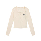 Women Long Sleeve T-Shirt Long Sleeve T-shirt Women's Spring and Autumn Button