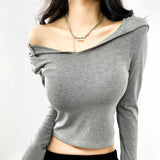 Women's T-Shirt Hooded Long-Sleeved T-shirt Women's Autumn Slimming Bottoming Shirt