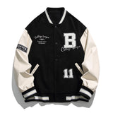 Varsity Jacket Vintage Embroidered Baseball Uniform Men's and Women's Baggy Coat Men's Color Matching Couple Jacket