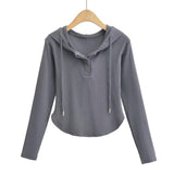 Women T-Shirt Hooded Long-Sleeved T-shirt Female Spring Undershirt