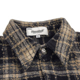 Men Long Sleeved T Shirt Spring and Autumn Lattice Long Sleeve Shirt Coat Vintage Cat Raw-Cut Edges Loose Shirt