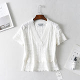 Women T-Shirt Spring/Summer V-neck Short-Sleeved Knitted Bottoming Shirt T-shirt