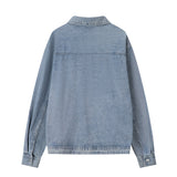 Men Denim Jacket Washed Denim Jacket Men's Spring and Autumn Loose Casual Zipper Cardigan Denim Jacket