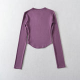 Women T-Shirt Long-Sleeved T-shirt Bottoming Shirt Short Top