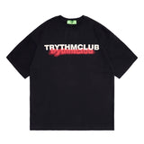 Men T Shirt High Street Print Worn Looking Washed-out Short Sleeve T-shirt Men and Women Loose