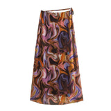 Women Skirt Autumn Printed Long Sleeve T-shirt Skirt Suit
