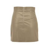 Women Skirt PU Leather Short Slit Skirt Fall Slim Fit