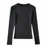 Women T-shirt Fall Women's Clothing Bottoming Shirt round Neck Long Sleeve T-shirt for Women