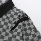 Men Long Sleeved T Shirt Contrast Color Long Sleeves Shirt Spring and Autumn High Street Loose Turn Button Shirt