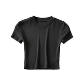 Women's T-Shirt Summer round Neck Tight Short-Sleeved T-shirt