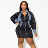Woman Dresses Women's Clothing Spring round-Neck Long-Sleeved Dress