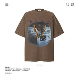 American vintage street T-shirt pure cotton retro men's and women's summer loose