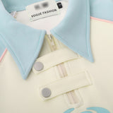 Men Hoodie Color-Block Raglan Sleeves Lapel Pullover Sweater