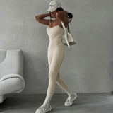 Women Jumpsuit Sports Yoga U-Shaped Spaghetti Straps Sleeveless One-Piece Trousers