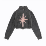 Women Sweater Cropped Cardigan Sweater Girls' Spring and Autumn Zipper