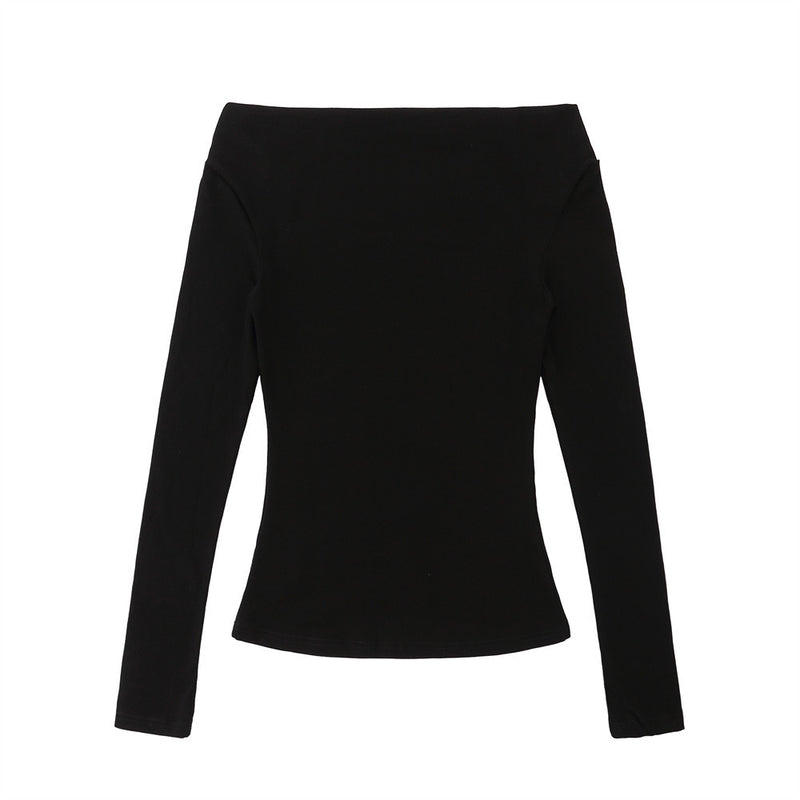 Women Long Sleeve T-shirt Floral-Print off-Shoulder Long Sleeve T-shirt for Women Autumn Cotton