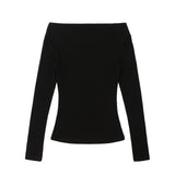 Women Long Sleeve T-shirt Floral-Print off-Shoulder Long Sleeve T-shirt for Women Autumn Cotton