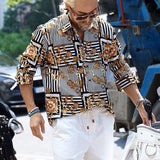 Men Shirt Fall Men's Clothing Polo Shirt Printed T-shirt Long Sleeve