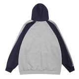 Men Hoodie Hooded Sweater Loose Casual Contrast Color Stitching
