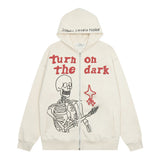 Men Hoodie Print Hooded Cardigan Sweater Boys Autumn Loose Long Sleeve Jacket