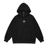 Men Hoodie Turtleneck Hooded Sweater Simple Letter Embroidered Long Sleeve Loose Pullover Hoodie