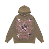 Men Hoodie XINGX Letter Print Sweatshirt Men's Hip Hop Rock Wash Pullover Hoodie