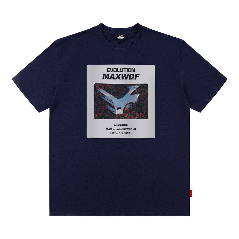 Men T Shirt Street Car Printed Short-Sleeved T-shirt Men's Summer Couple