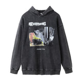 Men Hoodie Printed Hood Sweater Men's Ins Loose Washed-out Distressed Hoodie