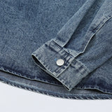 Men Denim Jacket Men's Spring and Autumn Denim Polo Shirt Top