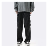 Men Sweatpants Men's Straight Loose Wide Leg Pants Retro Drape Casual