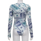 Women Jumpsuit Women's Sexy and Personalized Printed Long-Sleeved Jumpsuit