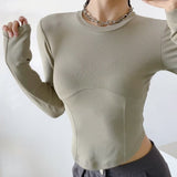 Women T-Shirt round Neck Bottoming Shirt Women Spring and Autumn T-shirt Women Long Sleeve