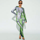 Woman Dresses Women's Spring round Neck Long Sleeve Printed Dress