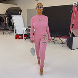 Women Co-Ord Set Fall Women's Clothing Fashion Tops High Waist