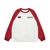 Men Hoodie Color-Block Raglan Sleeves round Neck Men's Casual Loose Long Sleeve