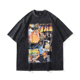 Men T Shirt Vintage Portrait Printing Loose Short Sleeve T-shirt Baby Boy and Girl Summer