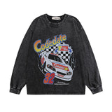 Men Long Sleeve Shirt Vintage Vintage Racing Printing Casual Long Sleeve T-shirt Men and Women Loose