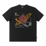 Men T Shirt Vintage Space Print Short Sleeve T-shirt for Men and Women Hip Hop Loose