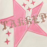Women Hoodie Five-Pointed Star Affixed Cloth Embroidered Hooded Hoodie Short Women's Autumn
