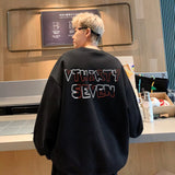 Men Hoodie round Neck Long Sleeve Sweater Men's Autumn Letter Print Loose Casual