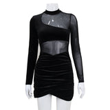 Women Desses Autumn Stitching Sheath Skirt Dress Women